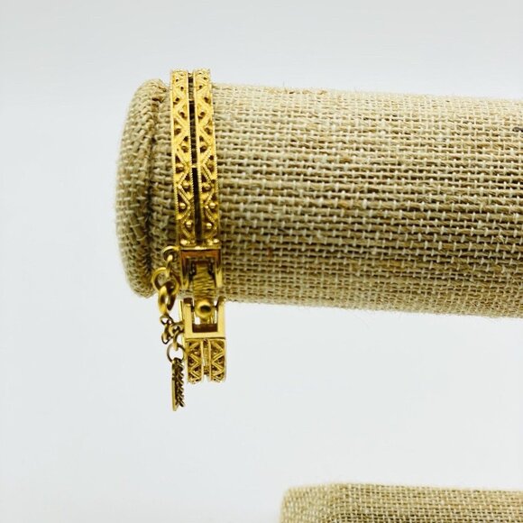 MONET Double Layer Panel Bracelet Gold Tone Classic Career Cosplay LARP READ - Picture 7 of 7
